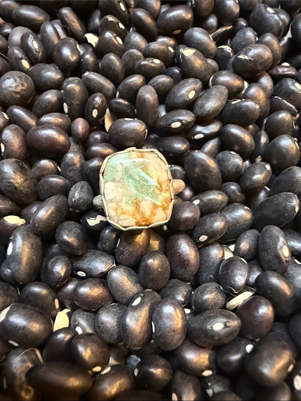 Handcrafted Green and Tan Stone Statement Ring - Women Jewelry